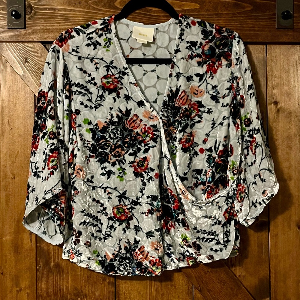 Maeve by Anthropologie Umi Velvet Wrap Top Sz. X-small